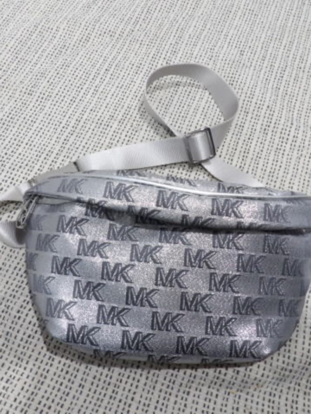 Michael Kors MK Logo Belt Bag | Silver Monogram | Fanny Pack Crossbody